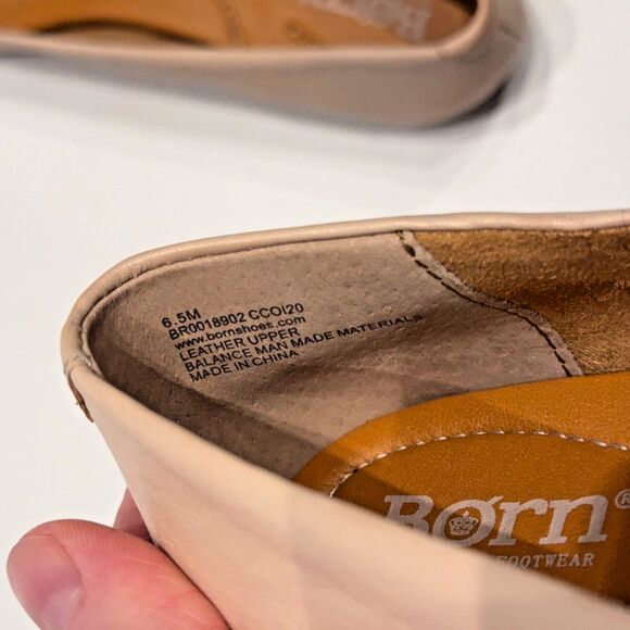 Born Anah Pinkish Tan Leather Ballet Flats With Bows Women’s Size 6.5M - Picture 7 of 14